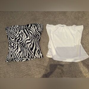 Zebra Print and White tube top Set